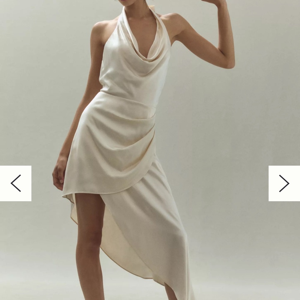 Anthropologie Cream Asymmetrical Dress